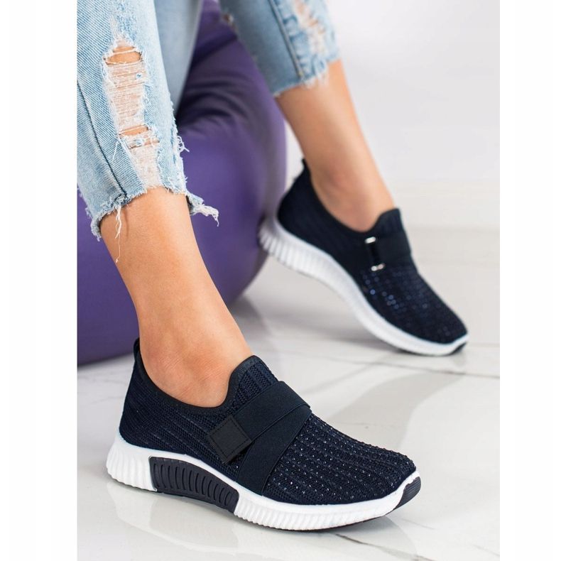 SHELOVET Sportschuhe mit Kristallen navy blau 1