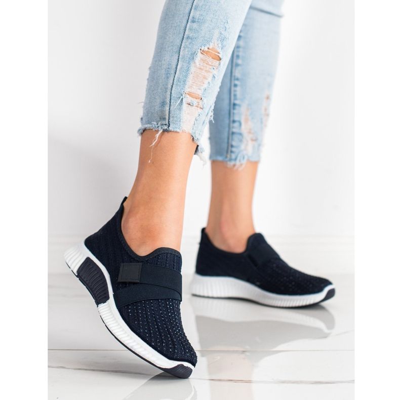 SHELOVET Sportschuhe mit Kristallen navy blau 2
