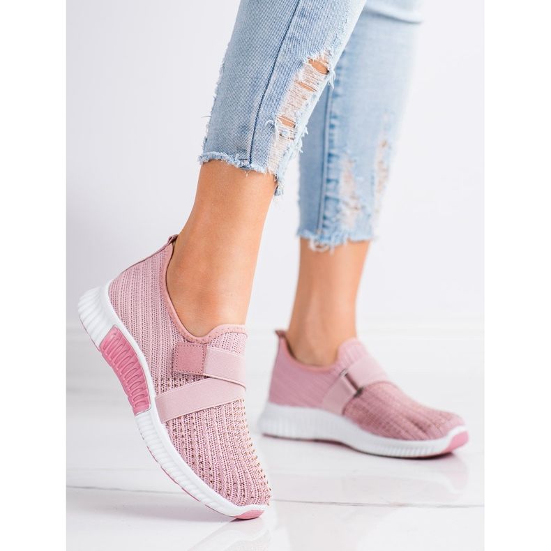 SHELOVET Sportschuhe mit Kristallen rosa 2