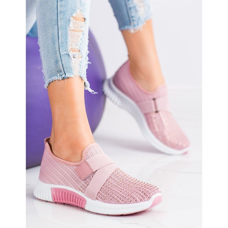 SHELOVET Sportschuhe mit Kristallen rosa 1