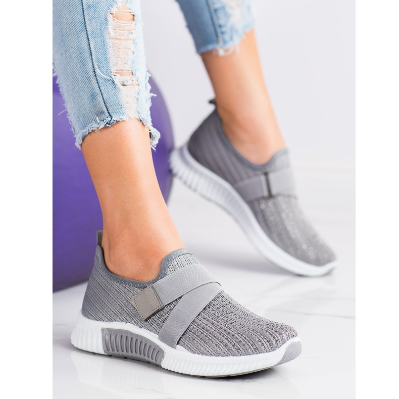 SHELOVET Sportschuhe mit Kristallen grau 1