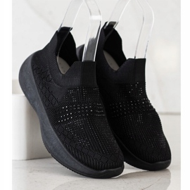 Renda Schwarze Turnschuhe mit Kristallen 2