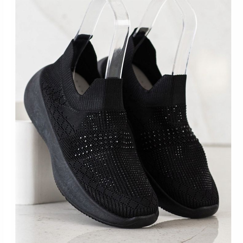 Renda Schwarze Turnschuhe mit Kristallen 2