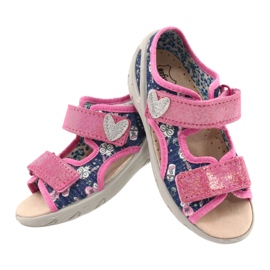 Befado Kinderschuhe PU 065X151 marineblau rosa silber 3