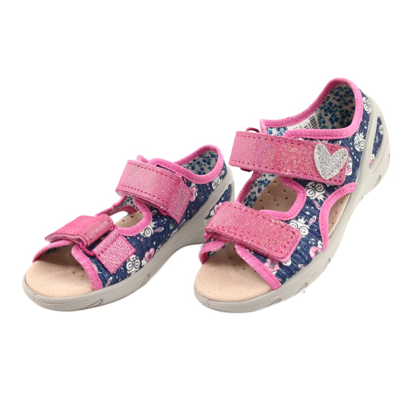 Befado Kinderschuhe PU 065X151 marineblau rosa silber 1