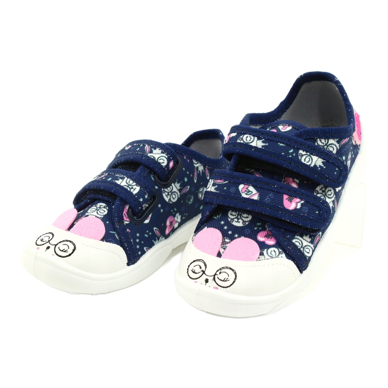 Befado Kinderschuhe 907P127 weiß marineblau rosa silber 1