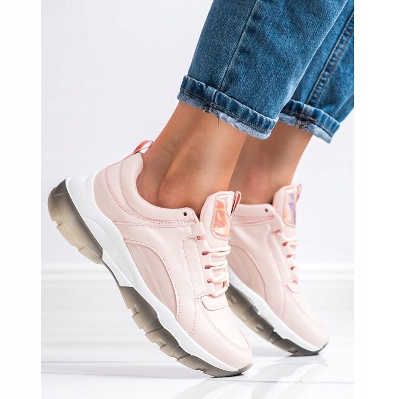 SHELOVET Rosa Sneakers mit Öko-Leder 2