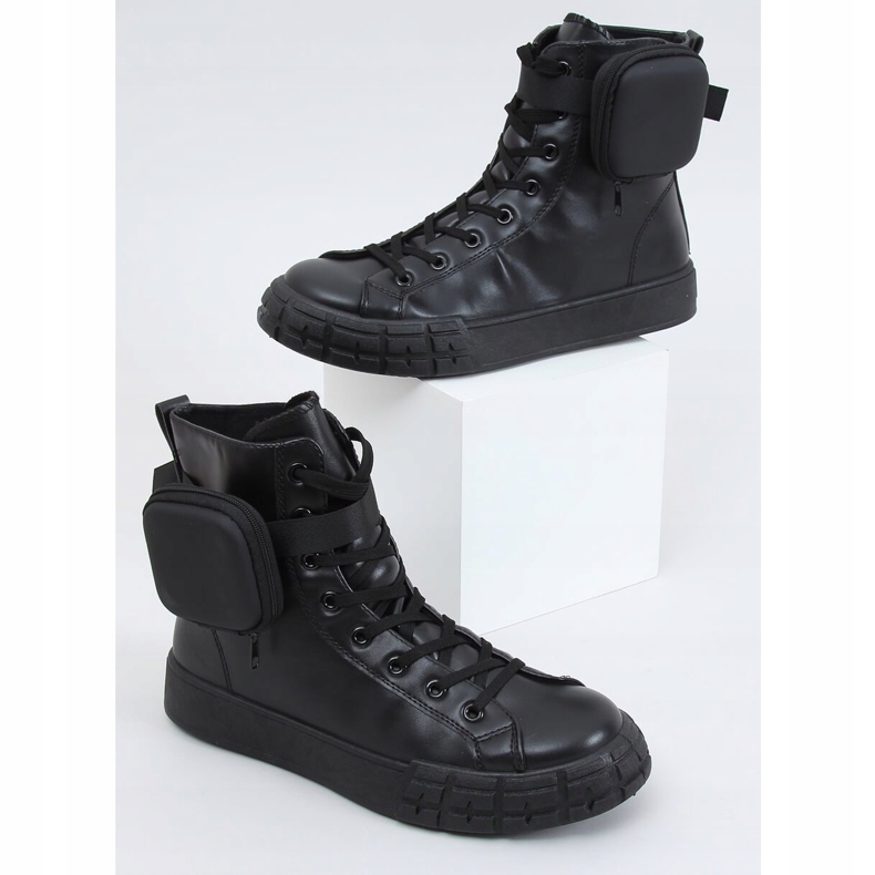 Schwarz VL142 Schwarze Sneaker mit Beutel 1