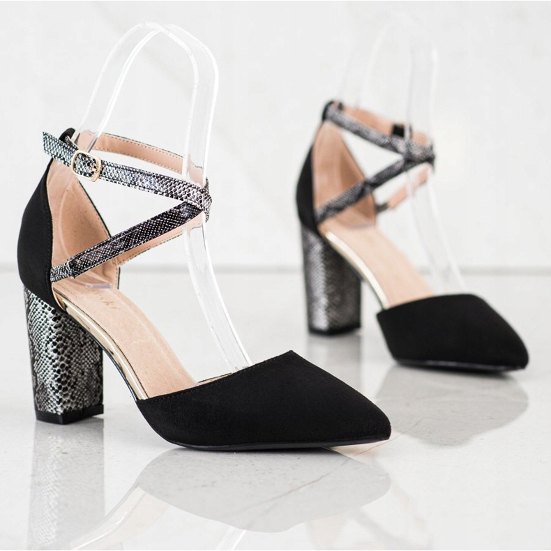 S. BARSKI Stilvolle Pumps auf einer Säule schwarz 1