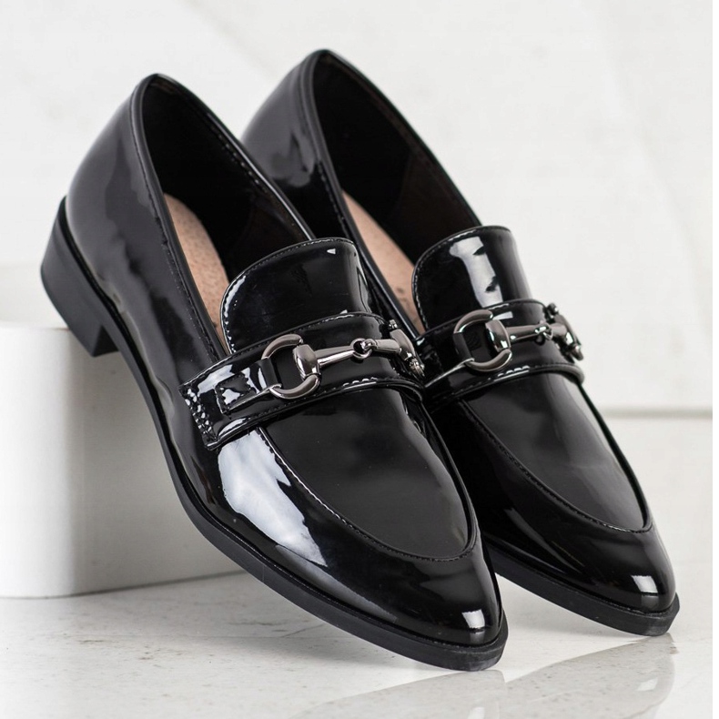 S. BARSKI Elegante Mokassins in Spitz schwarz 1