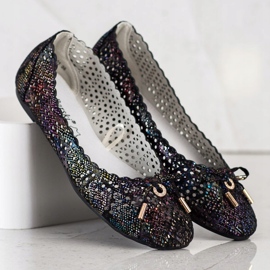 S. BARSKI Stilvolle durchbrochene Ballerinas mehrfarbig 1