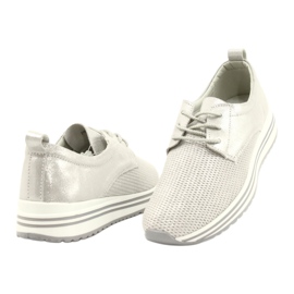 Damen Sportlederschuhe Jezzi 21PB32-3617 silber 3