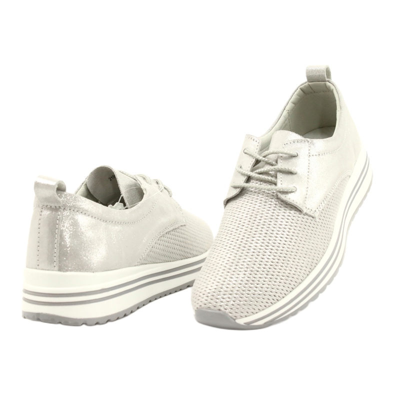Damen Sportlederschuhe Jezzi 21PB32-3617 silber 3