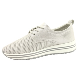 Damen Sportlederschuhe Jezzi 21PB32-3617 silber 1