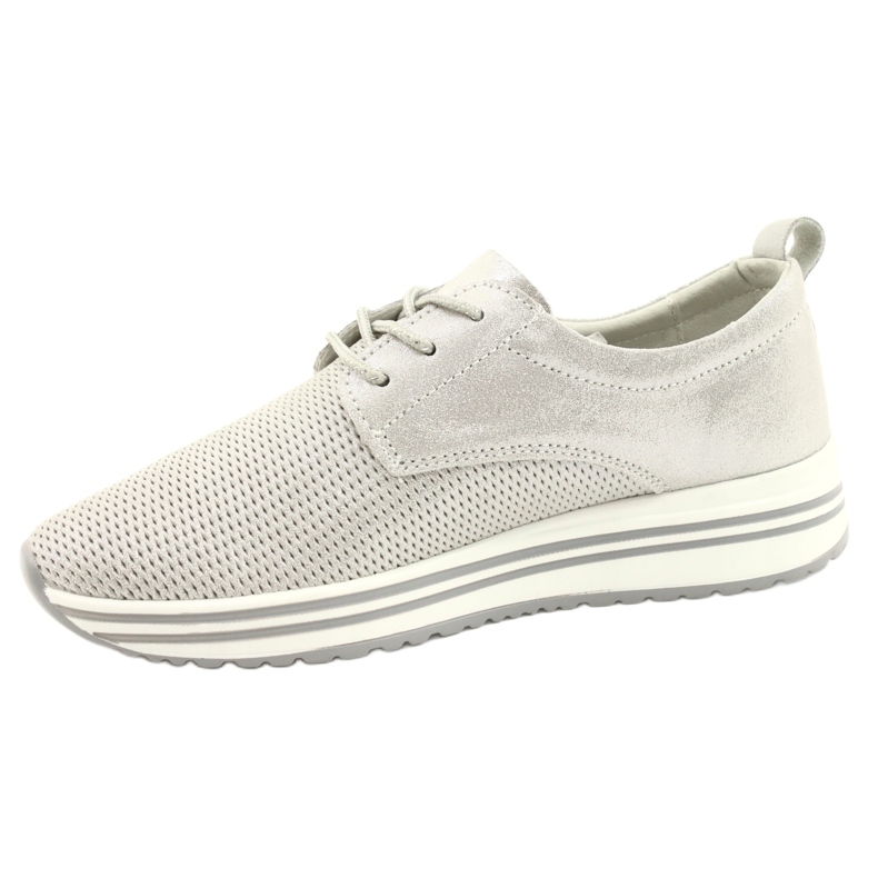 Damen Sportlederschuhe Jezzi 21PB32-3617 silber 1