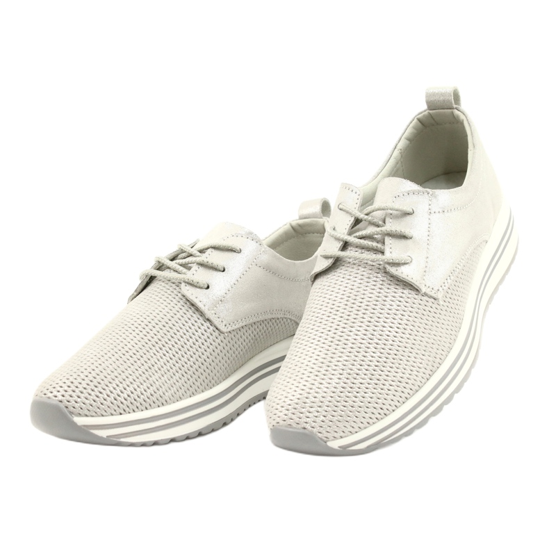 Damen Sportlederschuhe Jezzi 21PB32-3617 silber 2