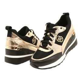 Evento Turnschuhe mit Keilabsatz für Damen 21PB35-4001 Schwarz Gold Roxet golden 3