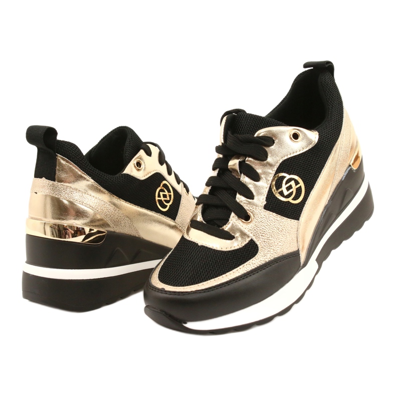 Evento Turnschuhe mit Keilabsatz für Damen 21PB35-4001 Schwarz Gold Roxet golden 3