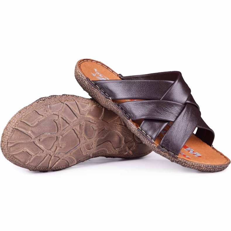 Kampol Herren Lederhausschuhe 214 / BR braun 1