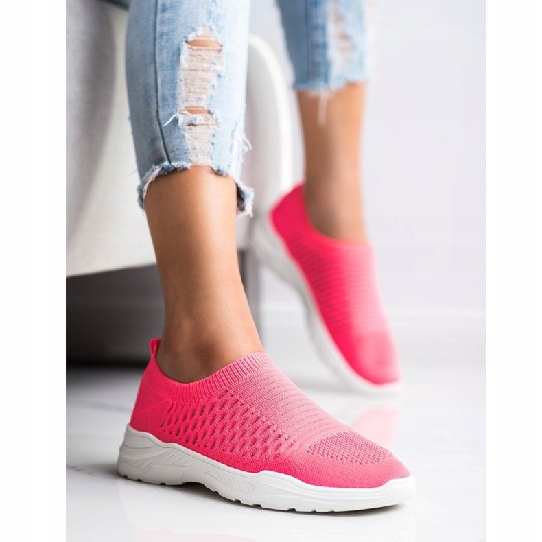 Ideal Shoes Bequeme Sneakers mit Lochmuster rosa 2