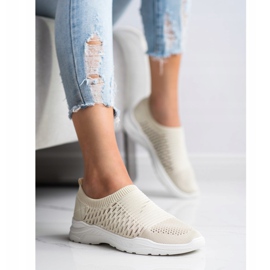 Ideal Shoes Bequeme Sneakers mit Lochmuster beige 1