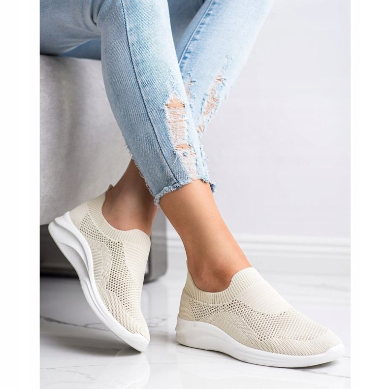 Ideal Shoes Beige Sport-Slipper braun 2