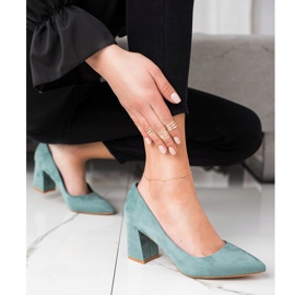 Klassische VINCEZA Pumps aus Wildleder grün 2