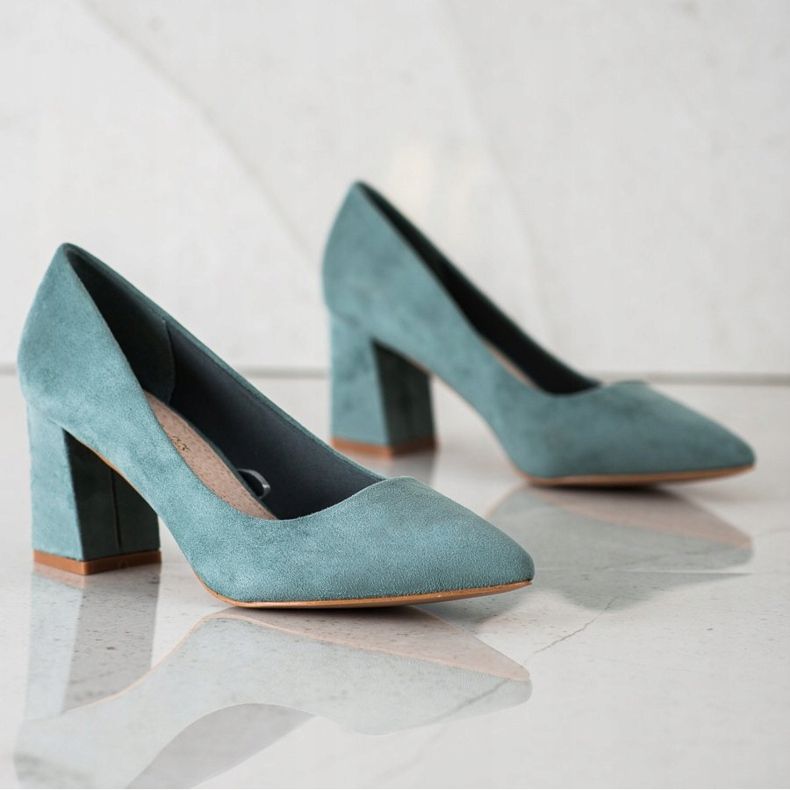 Klassische VINCEZA Pumps aus Wildleder grün 1