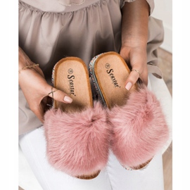 Seastar Modische Hausschuhe auf einer dekorativen Plattform rosa 2