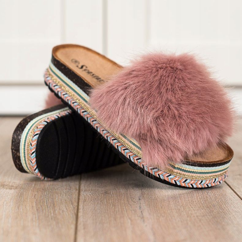 Seastar Modische Hausschuhe auf einer dekorativen Plattform rosa 1