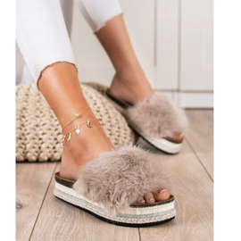 Seastar Modische Hausschuhe auf einer dekorativen Plattform beige braun 1