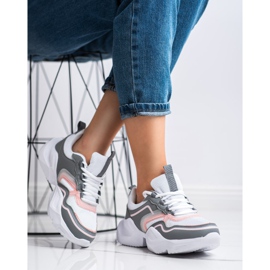 SHELOVET Leichte Sport-Sneaker weiß rosa grau 2