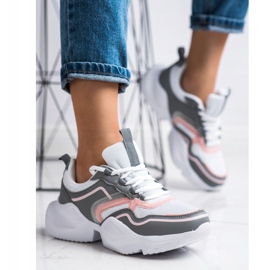 SHELOVET Leichte Sport-Sneaker weiß rosa grau 1
