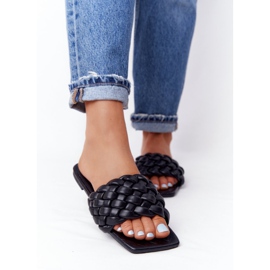 PS1 Schwarze Cheryl geflochtene Hausschuhe für Damen 1