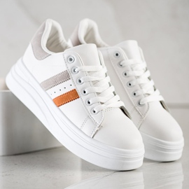 SHELOVET Sneakers mit Wildledereinsätzen weiß 1