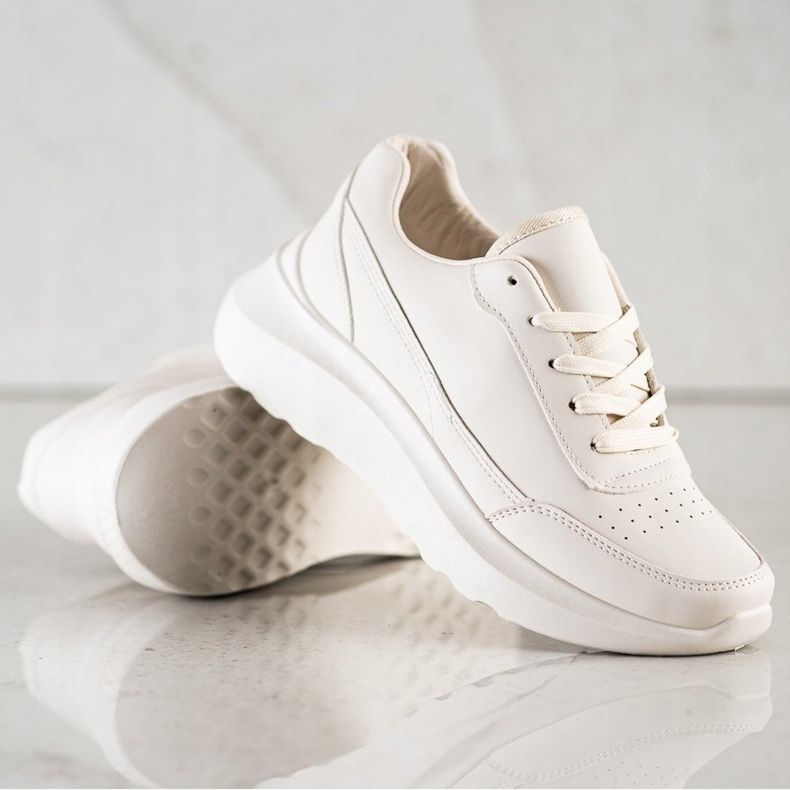 SHELOVET Klassische Sneakers aus Öko-Leder beige 1