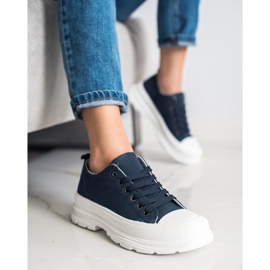 SHELOVET Marineblaue Turnschuhe auf der Plattform 1