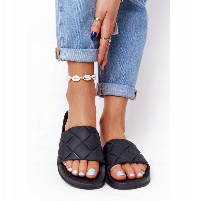 PS1 Schwarze Gummi-Hausschuhe für Damen Let's Swim 1