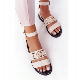 PS1 Flache Ledersandalen Beige On Time 2