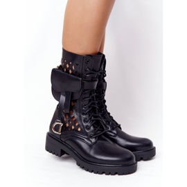 PS1 Durchbrochene schwarze Stiefel mit Nieren-Rockstar 1