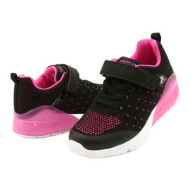 American Club Mädchen Sportschuhe mit Klettverschluss RL12 / 21 Schwarz rosa 3