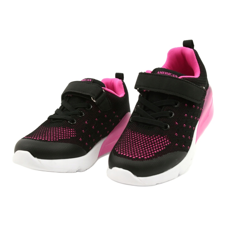 American Club Mädchen Sportschuhe mit Klettverschluss RL12 / 21 Schwarz rosa 2