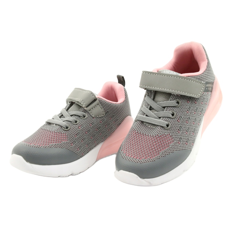 American Club Mädchen Sportschuhe mit Klettverschluss RL12 / 21 Grau rosa 2