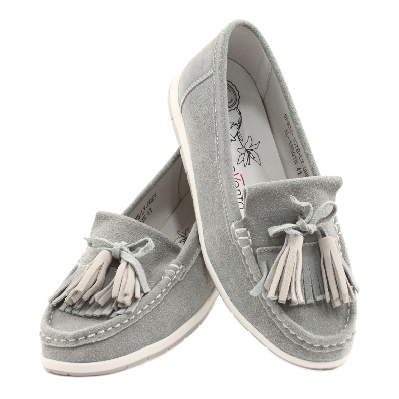 Evento Damen Slipper, Wildleder Mit Fransen, Grau Batist 3