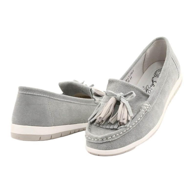 Evento Damen Slipper, Wildleder Mit Fransen, Grau Batist 2