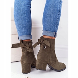 PJ1 Grüne warme Stiefel für Damen mit Absatz Kayla 2