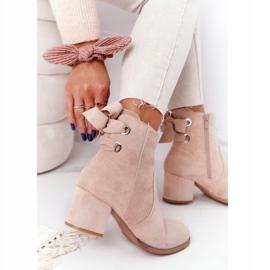 PJ1 Warme Damenstiefel mit Absatz Beige Kayla 1