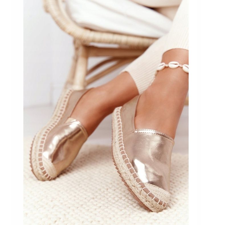 Leder-Espadrilles auf geflochtener Sohle Big Star HH274503 Golden 2