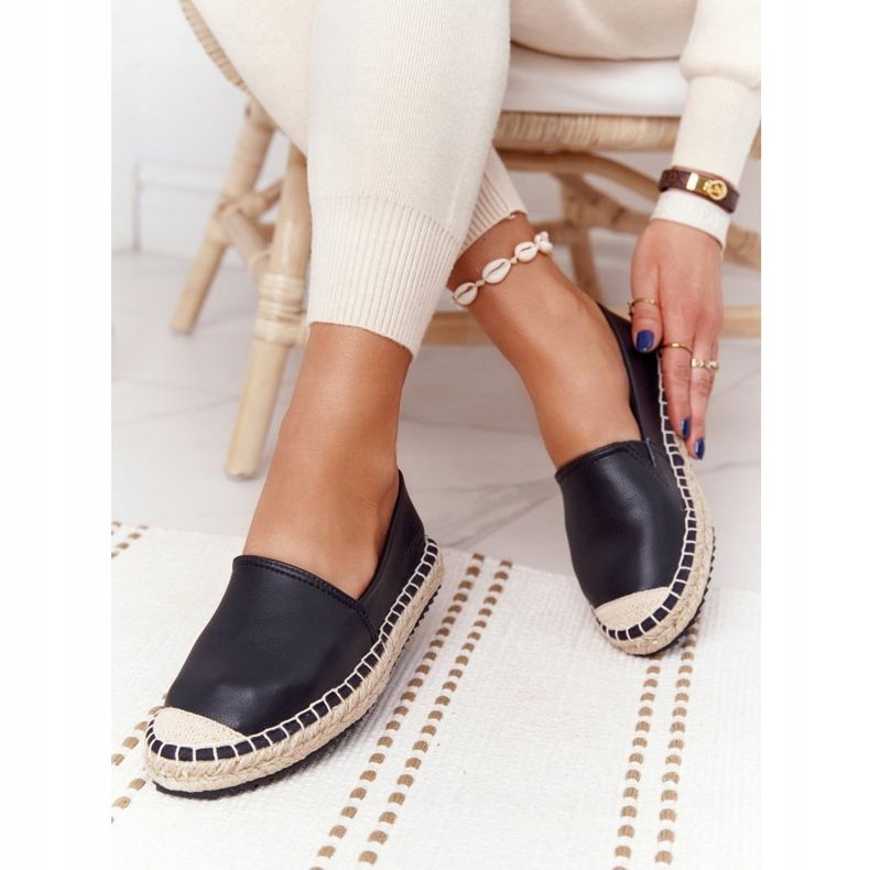 Leder-Espadrilles auf geflochtener Sohle Big Star HH274505 Schwarz 2