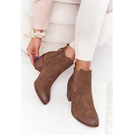 Warme Stiefel für Damen Chelsea Boots mit Absatz Khaki Trinity braun 1